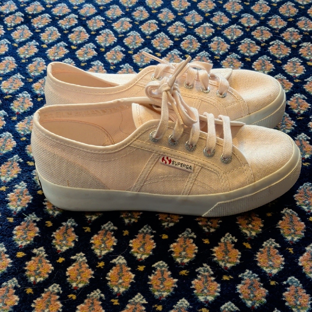 Superga Blush Canvas Lace-Up Sneakers